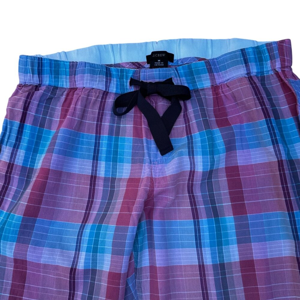 J. Crew Short-Sleeve Crinkle Cotton Pajama Set in Ombré Plaid Size Medium - Picture 4 of 10